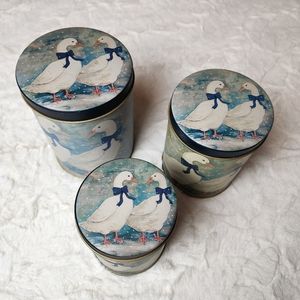 Vintage R.O.C. Nesting Goose Geese Storage Tin (Set of 3)